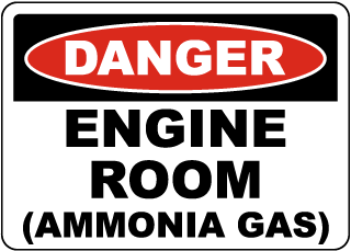 Danger Engine Room Ammonia Gas Sign