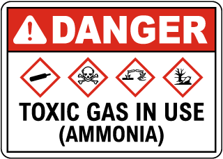 Danger Toxic Gas In Use Ammonia GHS Sign