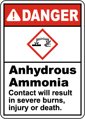 Danger Anhydrous Ammonia GHS Sign