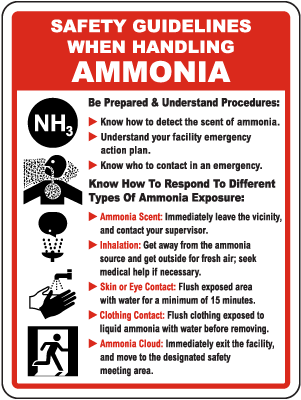Safety Guidelines When Handling Ammonia Sign