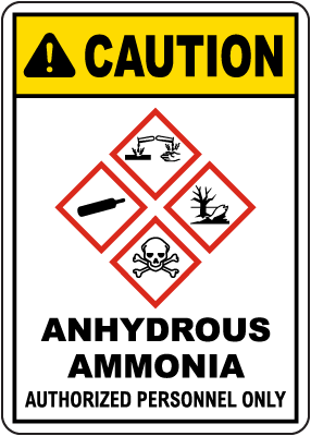 Caution Anhydrous Ammonia Authorized Personnel Only GHS Sign
