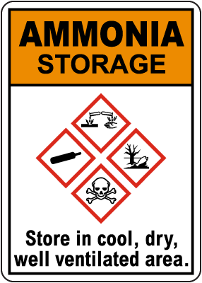 Ammonia Storage GHS Sign