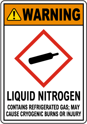 Warning Liquid Nitrogen Contains Refrigerated Gas GHS Sign