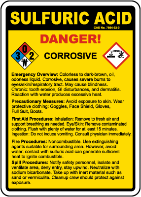 Sulfuric Acid Danger Sign