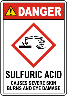 Danger Sulfuric Acid Severe Burns GHS Sign