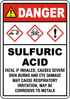 Danger Sulfuric Acid Fatal 