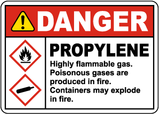 Danger Propylene Highly Flammable GHS Sign