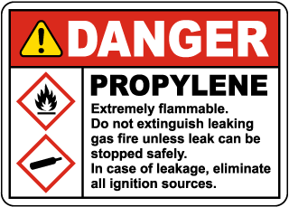 Danger Propylene Extremely Flammable GHS Sign