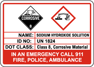 Sodium Hydroxide Solution Classification Sign