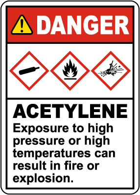 Acetylene High Pressure Risk Sign
