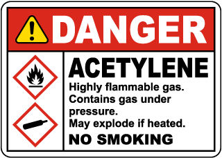 Acetylene Highly Flamable Sign