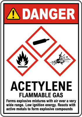 Acetylene Flammable Gas Sign