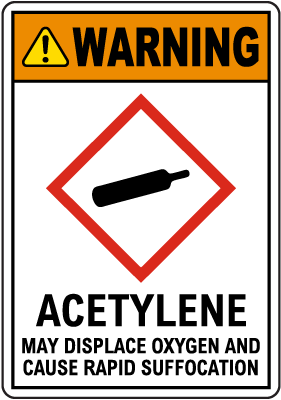  Acetylene May Displace Oxygen Sign