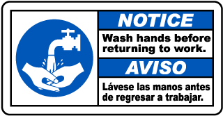 Bilingual Notice Wash Hands Before Returning Sign