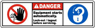 Equipment Starts Automatically Label