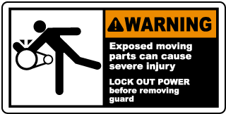 Exposed Moving Parts Lock-Out Label