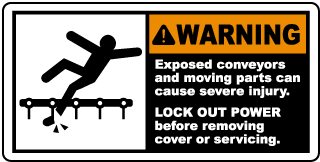 Exposed Conveyors Lock Out Label