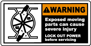 Exposed Moving Parts Lock Out Label
