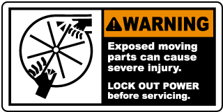 Exposed Moving Parts Lock Out Label