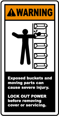 Exposed Buckets & Moving Parts Label