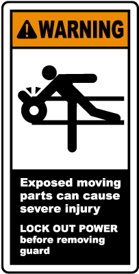 Exposed Moving Parts Lock Out Label