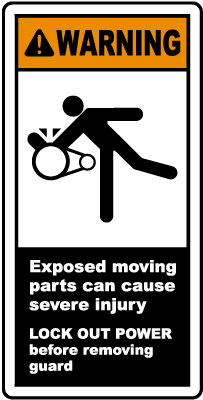 Exposed Moving Parts Lock Out Label