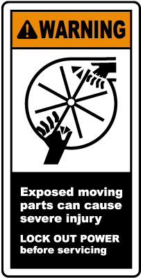 Exposed Moving Parts Lock Out Label