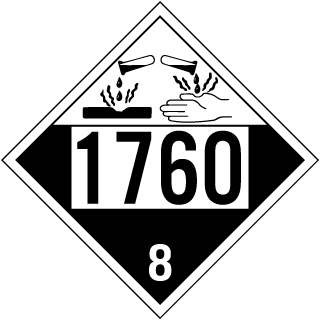 UN # 1760 Class 8 Corrosive Placard