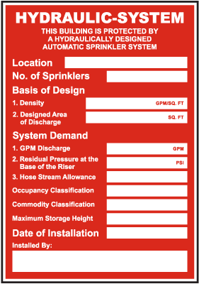 Hydraulic System Location Sign