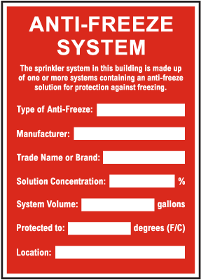 Anti-Freeze System Sign