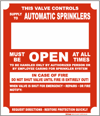 Supply To Automatic Sprinkler Sign