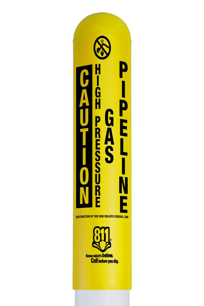 Caution High Pressure Gas Pipeline Bullet Marker