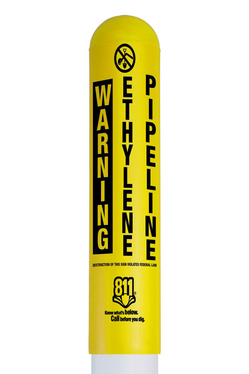 Warning Ethylene Pipeline Bullet Marker