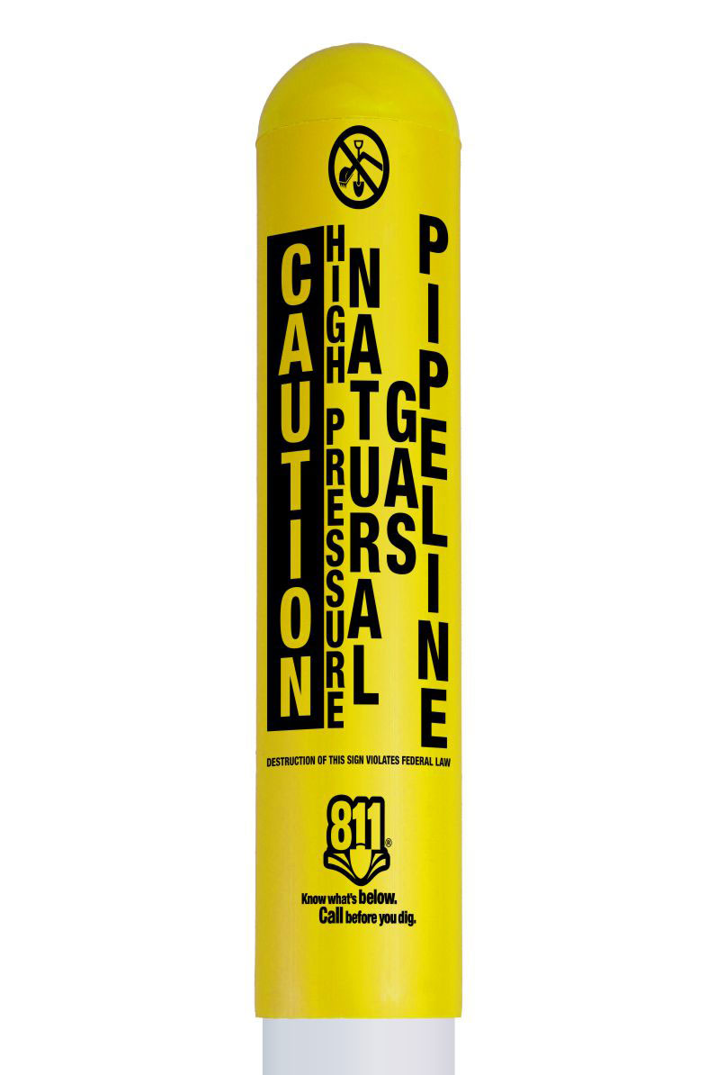 Caution High Pressure Natural Gas Pipeline Bullet Marker