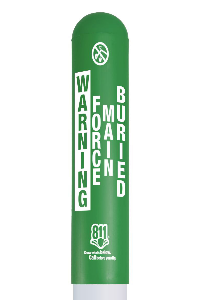 Warning Force Main Buried Below Bullet Marker