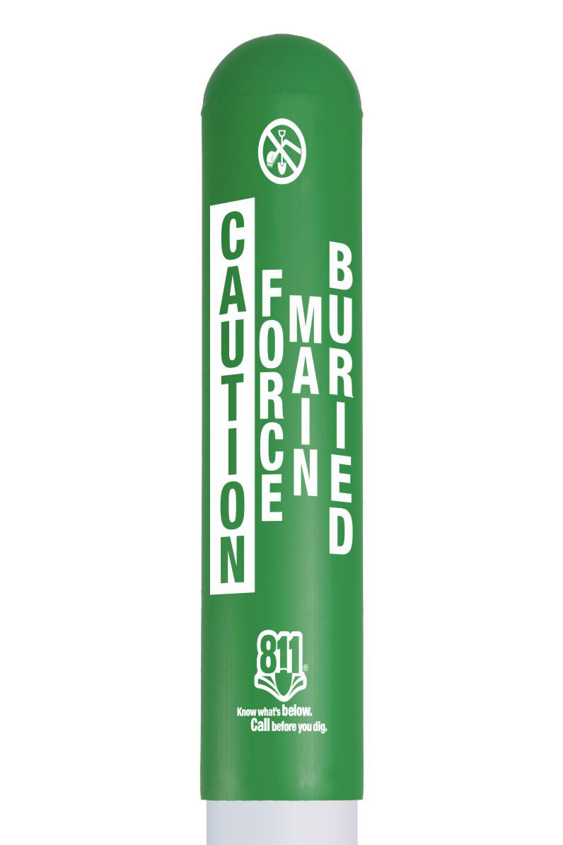 Caution Force Main Buried Below Bullet Marker