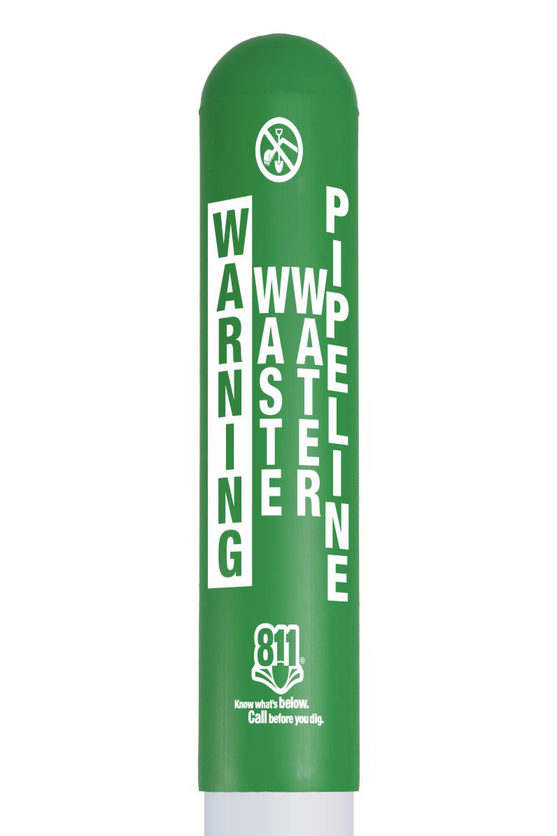 Warning Waste Water Pipeline Bullet Marker