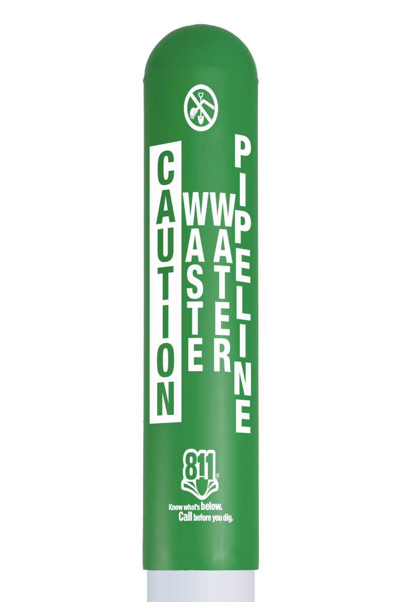 Caution Waste Water Pipeline Bullet Marker