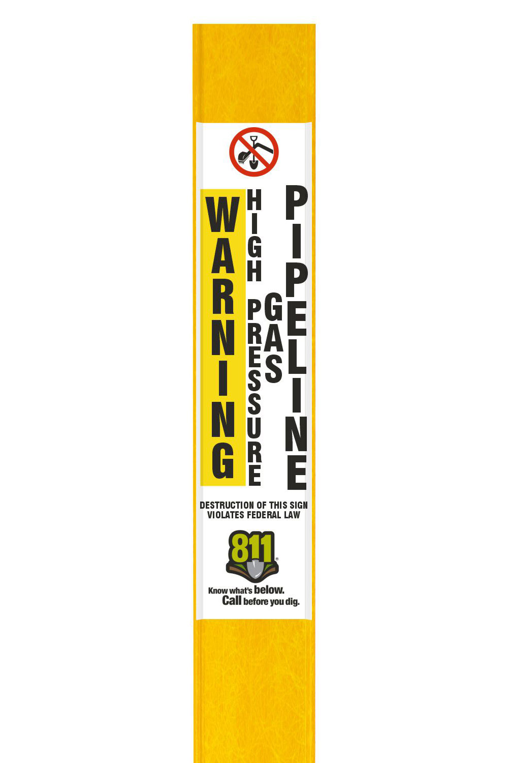 Warning High Pressure Gas Pipeline Flat Marker