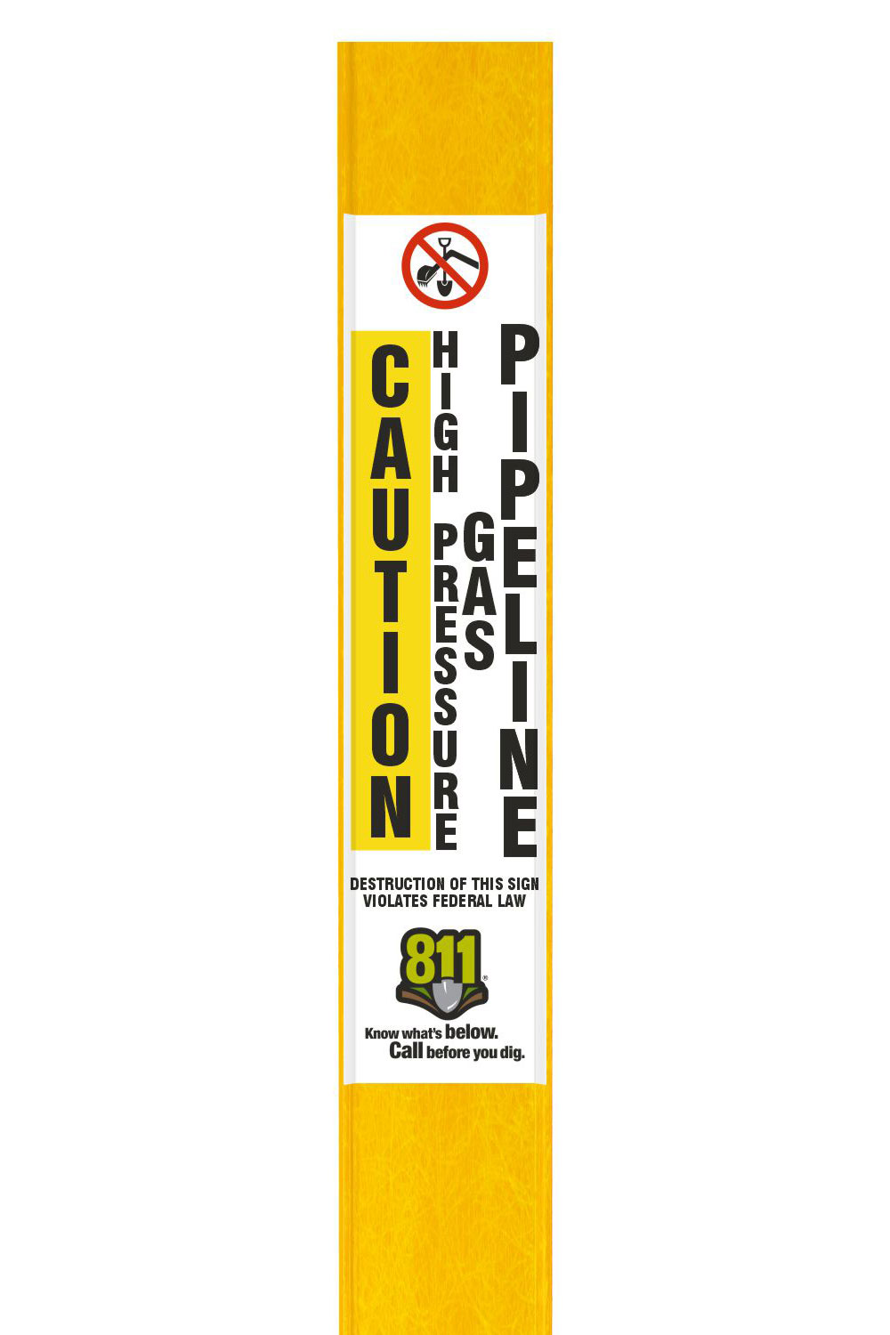 Caution High Pressure Gas Pipeline Flat Marker