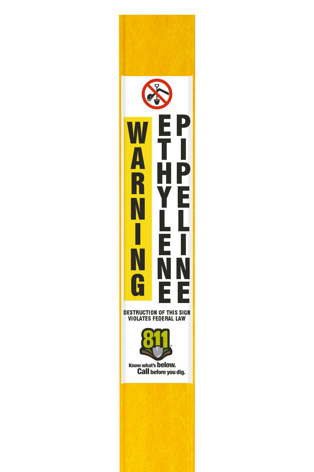 Warning Ethylene Pipeline Flat Marker