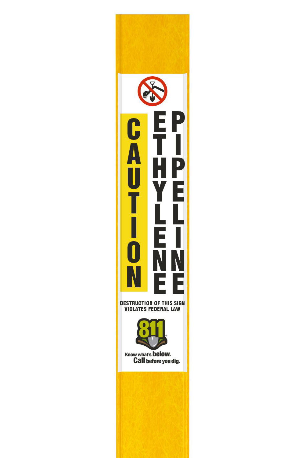 Caution Ethylene Pipeline Flat Marker