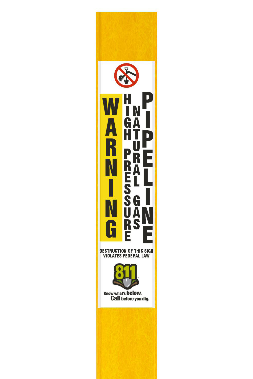 Warning High Pressure Natural Gas Pipeline Flat Marker