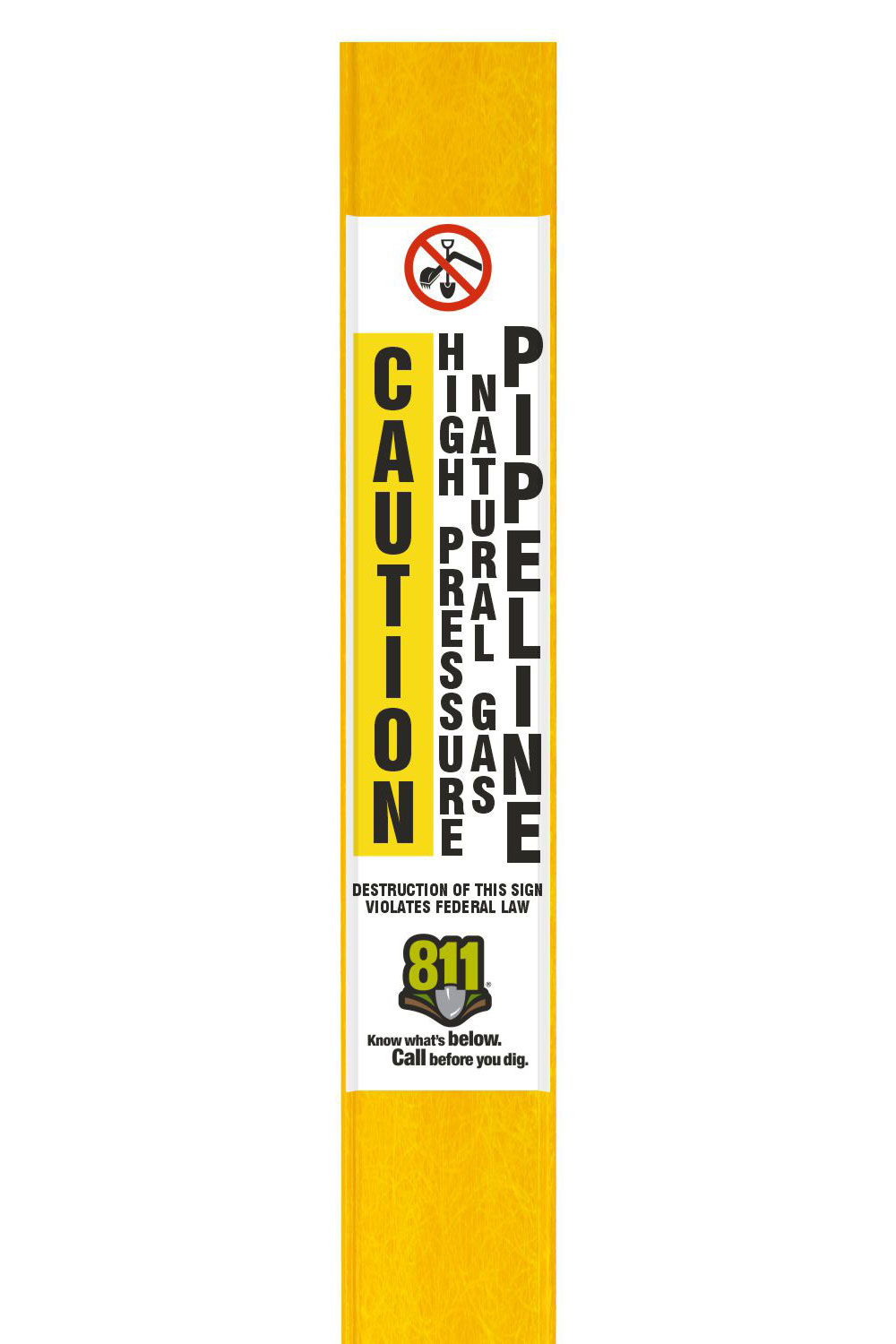 Caution High Pressure Natural Gas Pipeline Flat Marker