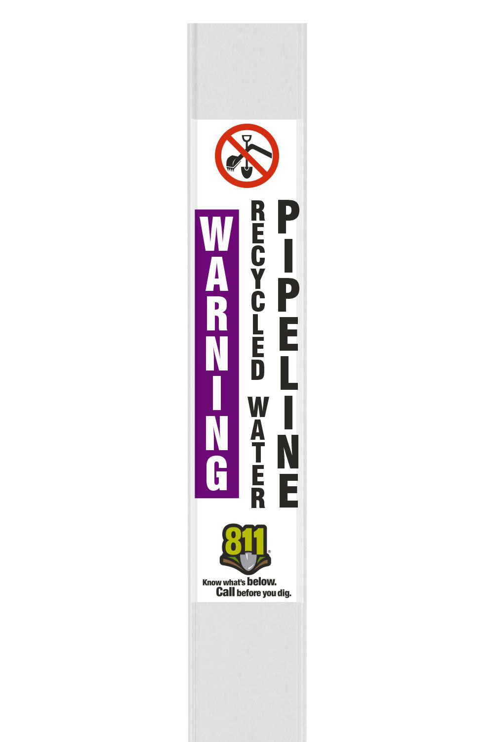 Warning Recycled Water Pipeline Flat Marker