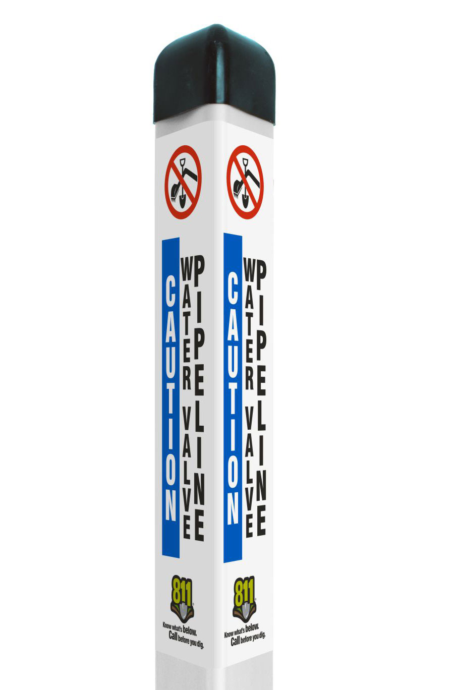 White Caution Water Valve Utility Triangular Marker