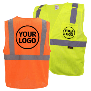 Custom  ANSI Class 2 Breakaway Mesh Safety Vest, Hook & Loop, Lime