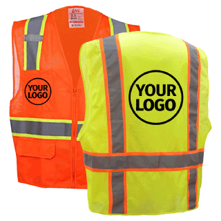Custom  ANSI Class 2 Surveyors Two-Tone Mesh Safety Vest, Zipper, Yellow/Lime