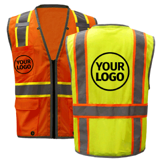 Custom  ANSI Class 2 Hyper Lite Mesh Safety Vest, Zipper, Yellow/Lime