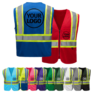 Custom  Non-ANSI Enhanced Visibility Mesh Safety Vest, Yellow/Blue